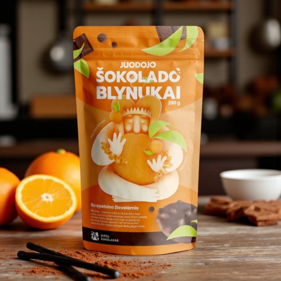 Juodojo ŠOKOLADO BLYNUKAI su apelsinų žievelėmis Juodojo ŠOKOLADO BLYNUKAI su apelsinų žievelėmis