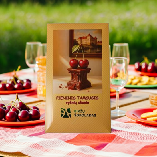Pieninis tamsusis šokoladas vyšnių skonio Pieninis tamsusis šokoladas vyšnių skonio