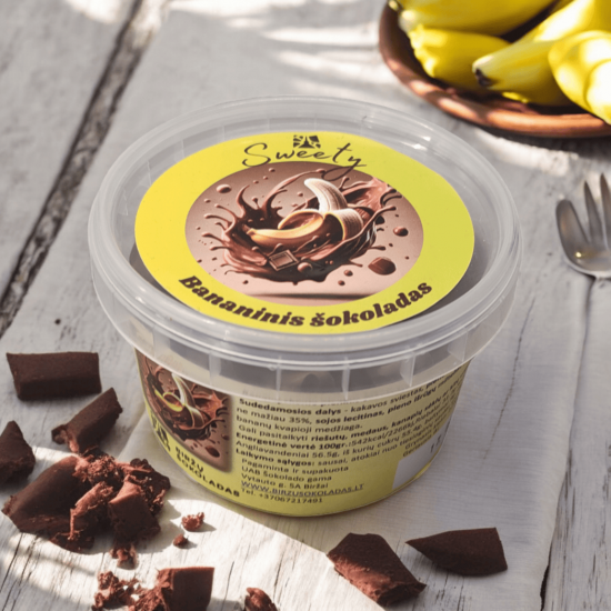 Pieninis šokoladas bananų skonio Pieninis šokoladas bananų skonio